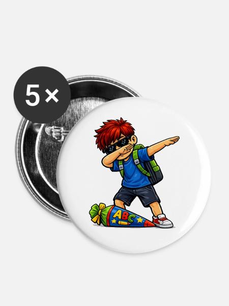 Dabbing ABC-Schütze rote Haare (Ginger) - Buttons mittel 32 mm (5er Pack) - Weiß