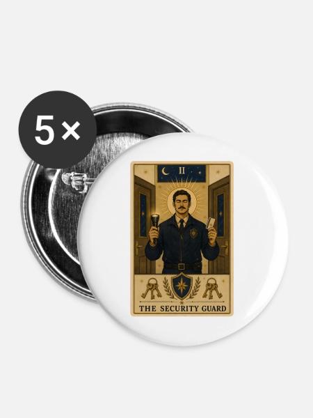 Wachmann | Sicherheit Tarot - Buttons mittel 32 mm (5er Pack) - Weiß