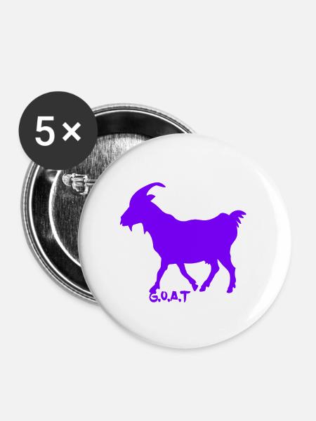 G.O.A.T. Ziege lila - Buttons mittel 32 mm (5er Pack) - Weiß