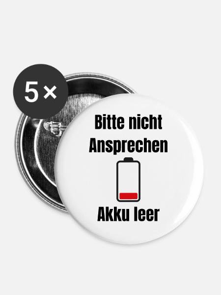 Niedrige Batterie Silhouette - Buttons mittel 32 mm (5er Pack) - Weiß
