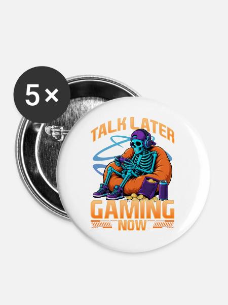 Skeleton Gamer Gaming Halloween - Buttons mittel 32 mm (5er Pack) - Weiß