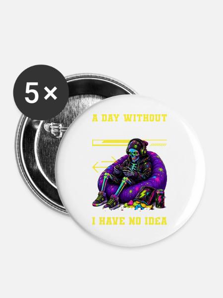 Skeleton Gamer Gaming Halloween - Buttons mittel 32 mm (5er Pack) - Weiß