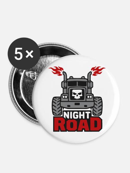 Night Road Trucker Logo - Buttons mittel 32 mm (5er Pack) - Weiß