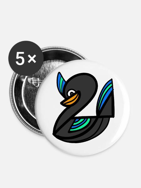 Neonschwanen-Glyphe - Buttons mittel 32 mm (5er Pack) - Weiß