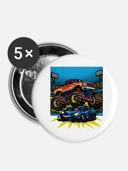 Monstertruck-Show unter Arena-Lichtern - Buttons mittel 32 mm (5er Pack) - Weiß