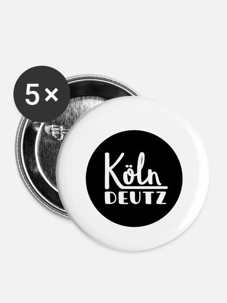 Köln Deutz rocks - Buttons mittel 32 mm (5er Pack) - Weiß
