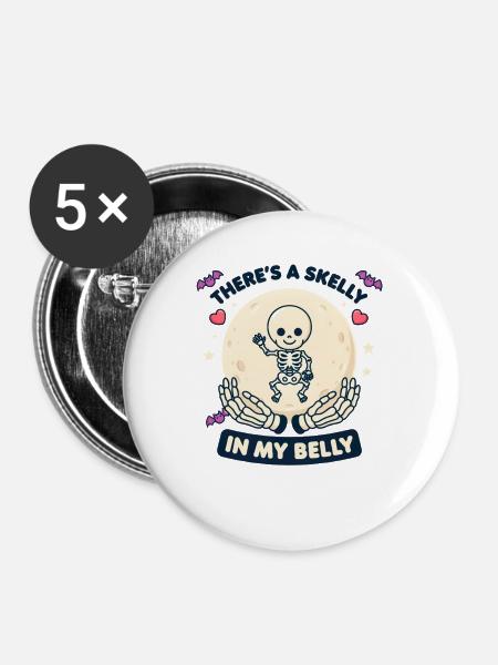 Skelly-Mondbauch - Buttons mittel 32 mm (5er Pack) - Weiß
