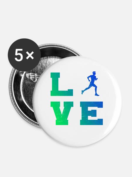 Geschenkidee für einen Running mit Running - Buttons mittel 32 mm (5er Pack) - Weiß