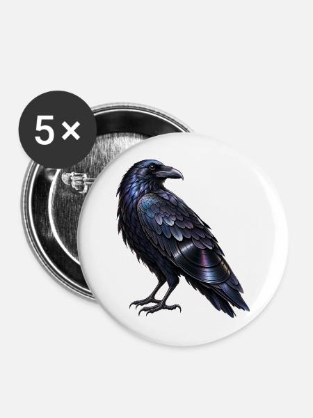 Irisierender Rabe um Mitternacht - Buttons mittel 32 mm (5er Pack) - Weiß