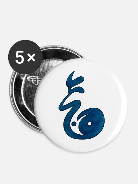 Ying yang - Buttons mittel 32 mm (5er Pack) - Weiß