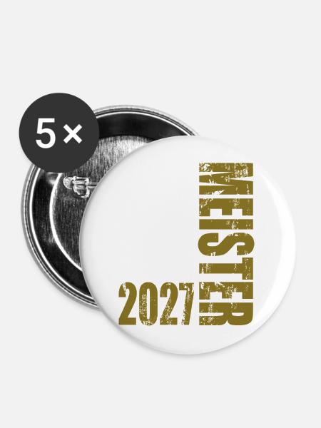 Meister 2027 - Buttons mittel 32 mm (5er Pack) - Weiß