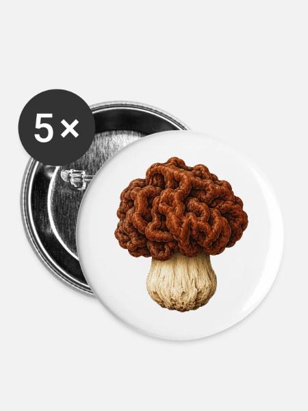 Gyromitra Gehirnpilz-Mütze - Buttons mittel 32 mm (5er Pack) - Weiß