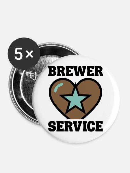 Brewer Service Herz Abzeichen - Buttons mittel 32 mm (5er Pack) - Weiß