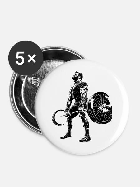 Bodybuilder - Buttons mittel 32 mm (5er Pack) - Weiß