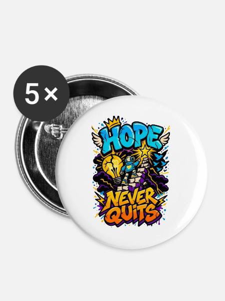 Hoffnung gibt niemals auf. - Buttons mittel 32 mm (5er Pack) - Weiß