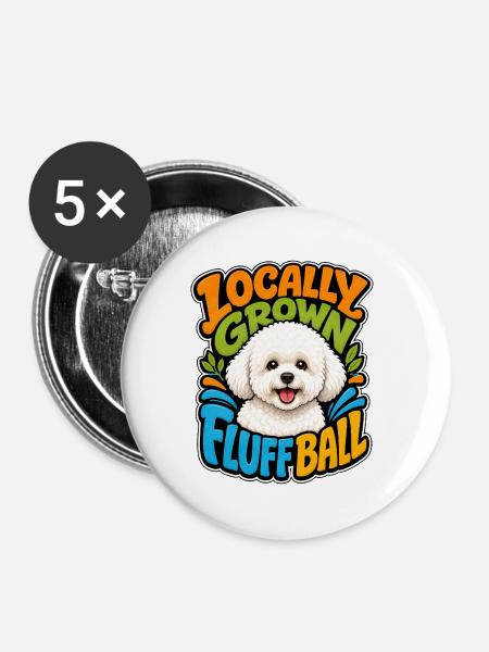 Bichon Frise - Buttons mittel 32 mm (5er Pack) - Weiß