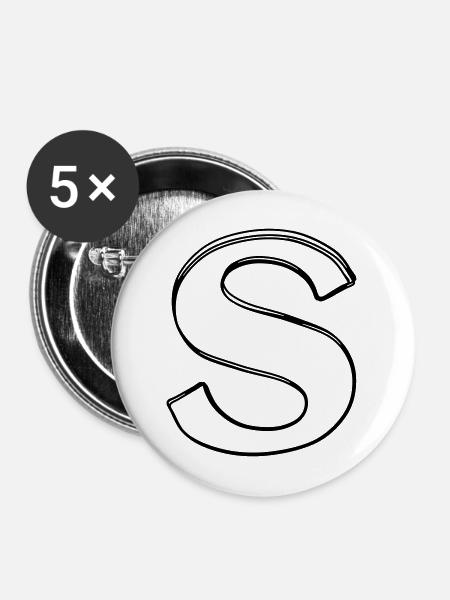 Buchstabe S handgezeichnet - Buttons mittel 32 mm (5er Pack) - Weiß