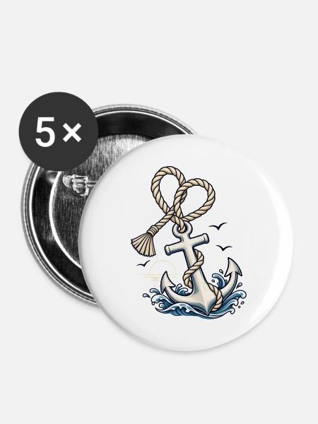 Bootsurlaub Nautik Design für Bootliebhaber - Buttons mittel 32 mm (5er Pack) - Weiß