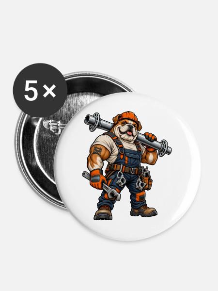 Gerüstbauer Handwerk / Handwerker - Buttons mittel 32 mm (5er Pack) - Weiß
