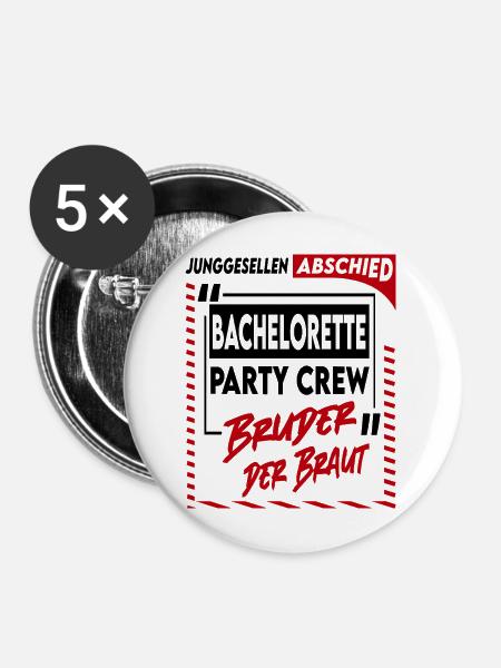 Junggesellenabschied Bachelorette Bruder Party  - Buttons mittel 32 mm (5er Pack) - Weiß