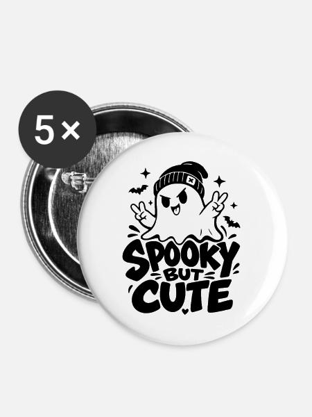 Spooky But Cute - Buttons mittel 32 mm (5er Pack) - Weiß