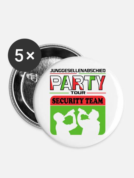 Junggesellenabschied Security Crew Saufen Drinking - Buttons mittel 32 mm (5er Pack) - Weiß