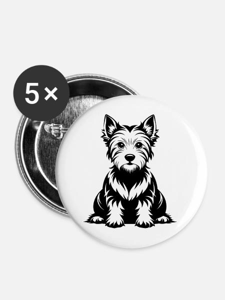West Highland White Terrier - Buttons mittel 32 mm (5er Pack) - Weiß