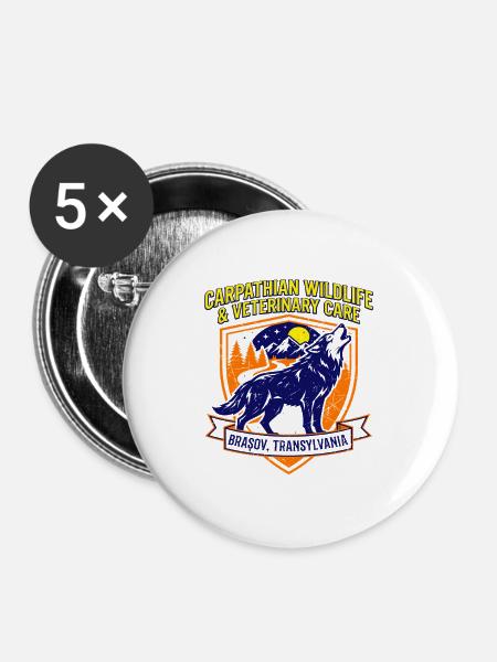 Carpathian Wildlife And Veterinary Care Wolf - Buttons mittel 32 mm (5er Pack) - Weiß