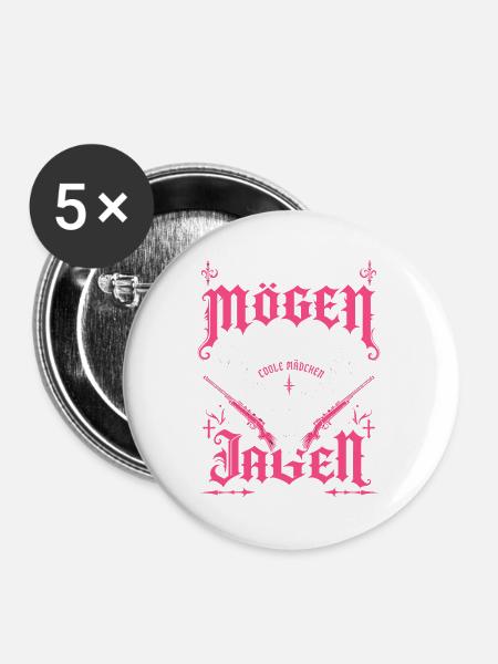 Coole Mädchen jagen selber - Buttons mittel 32 mm (5er Pack) - Weiß