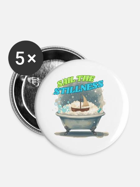 Segel der Stille - Buttons mittel 32 mm (5er Pack) - Weiß