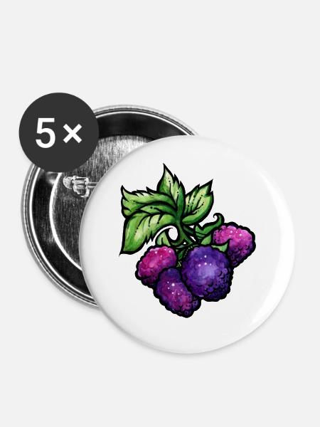 Aquarell-Himbeercluster - Buttons mittel 32 mm (5er Pack) - Weiß
