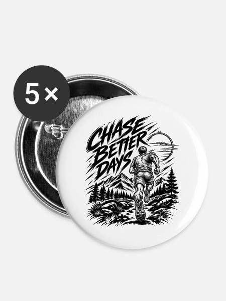 Mountain Trail Runner – Weiter in Bewegung - Buttons mittel 32 mm (5er Pack) - Weiß