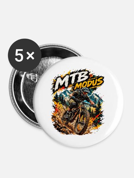 MTB Modus Bergtrail Splash - Buttons mittel 32 mm (5er Pack) - Weiß