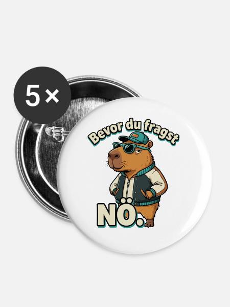 Bevor Du Fragst Nein Capybara - Buttons mittel 32 mm (5er Pack) - Weiß