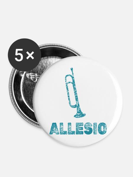 Trompeten Allesio - Buttons mittel 32 mm (5er Pack) - Weiß