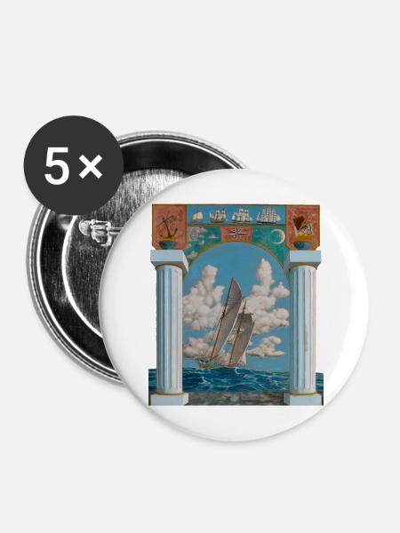 Segelkunst - Buttons mittel 32 mm (5er Pack) - Weiß