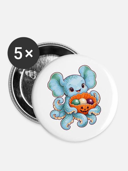 Dumbo-Oktopus mit Kürbismuschel - Buttons mittel 32 mm (5er Pack) - Weiß