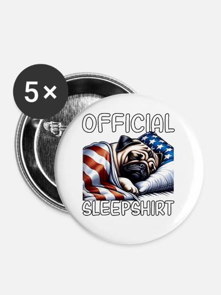 Mops US Schlafshirt - Buttons mittel 32 mm (5er Pack) - Weiß