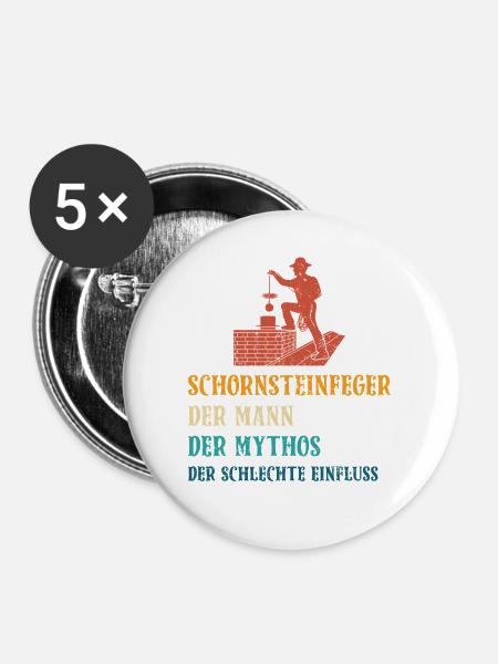 Schornsteinfeger Herren - Buttons mittel 32 mm (5er Pack) - Weiß