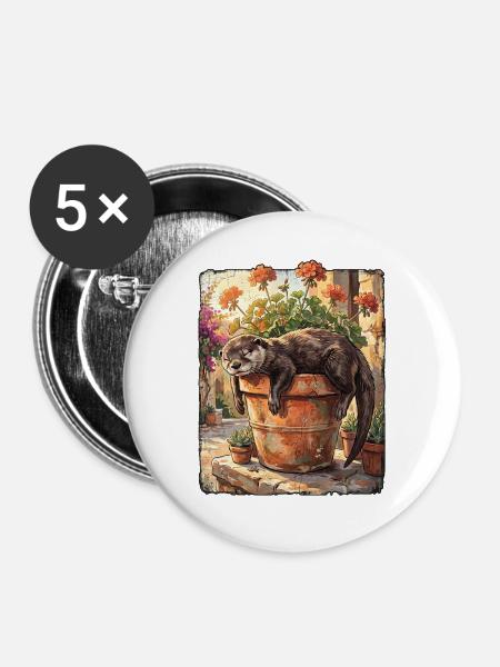 Siesta Otter - Buttons mittel 32 mm (5er Pack) - Weiß