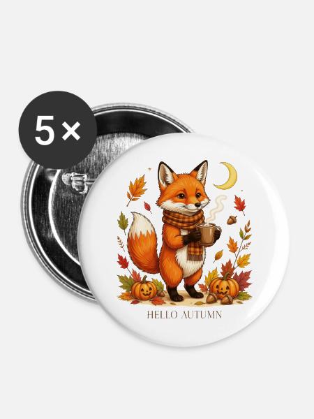Autumn Fox Cozy Cup Tee - Buttons mittel 32 mm (5er Pack) - Weiß