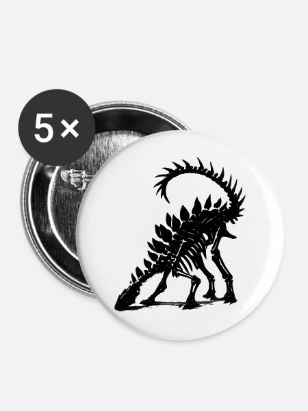 Dunkler Stegosaurus Silhouette - Buttons mittel 32 mm (5er Pack) - Weiß