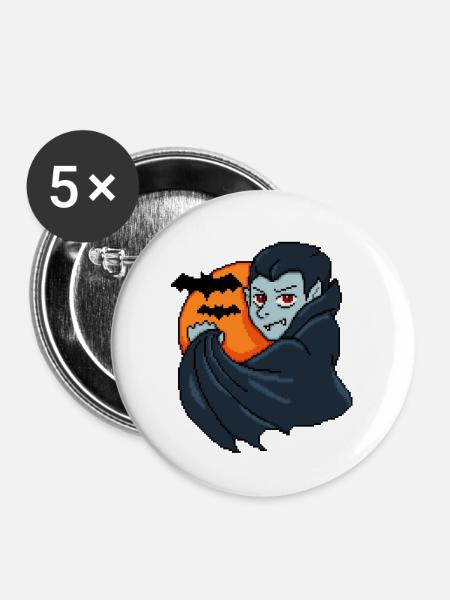 Crimson Night Vampir - Buttons mittel 32 mm (5er Pack) - Weiß