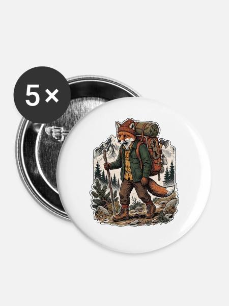 Wander Fuchs - Buttons mittel 32 mm (5er Pack) - Weiß