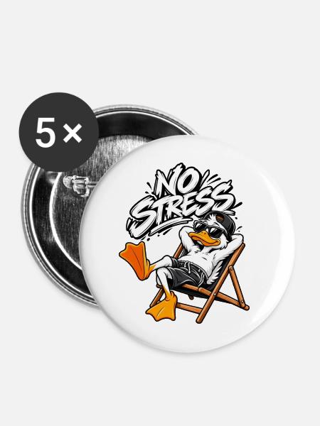 Stressfreie Entspannung - Buttons mittel 32 mm (5er Pack) - Weiß