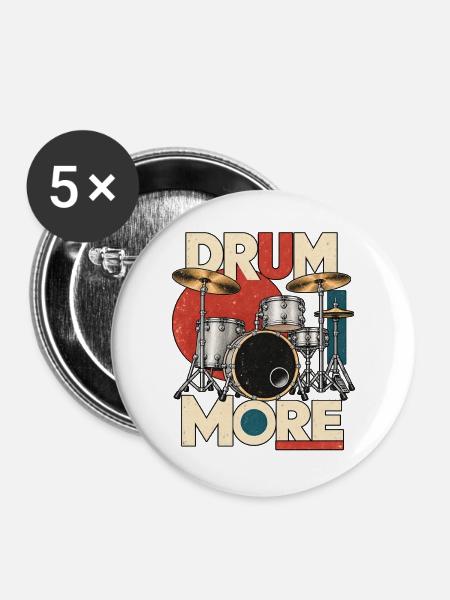 DRUM MORE - Drumset - Buttons mittel 32 mm (5er Pack) - Weiß