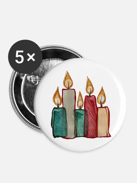 Candle Quartet Aquarell Glow - Buttons mittel 32 mm (5er Pack) - Weiß