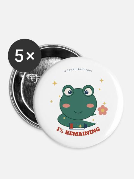 Kleiner Frosch 1% Verbleibend - Buttons mittel 32 mm (5er Pack) - Weiß