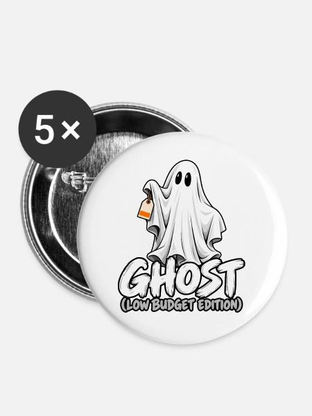 Geist Cartoon Low Budget Edition - Buttons mittel 32 mm (5er Pack) - Weiß