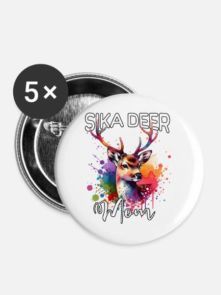 Sikahirsch Mama - Buttons mittel 32 mm (5er Pack) - Weiß